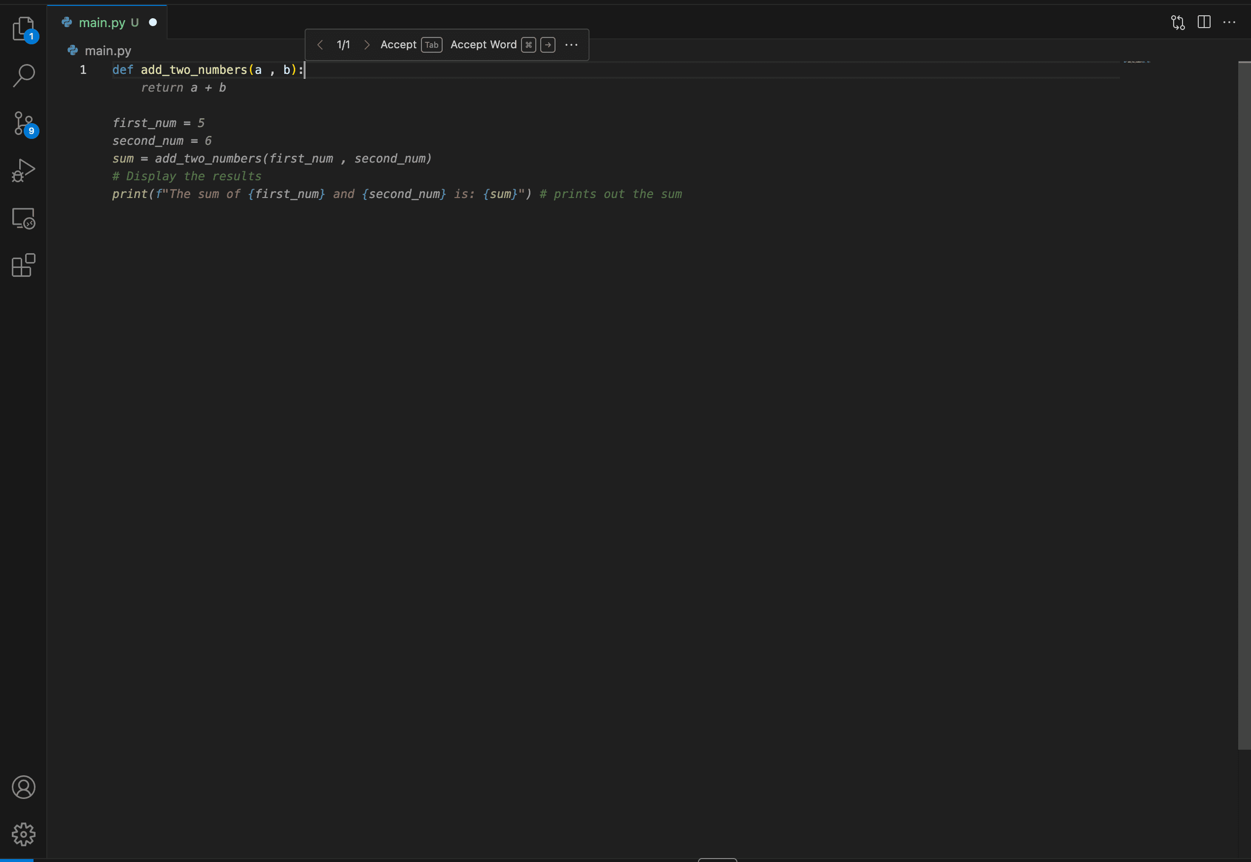 Orbit IDE Tab autocomplete feature